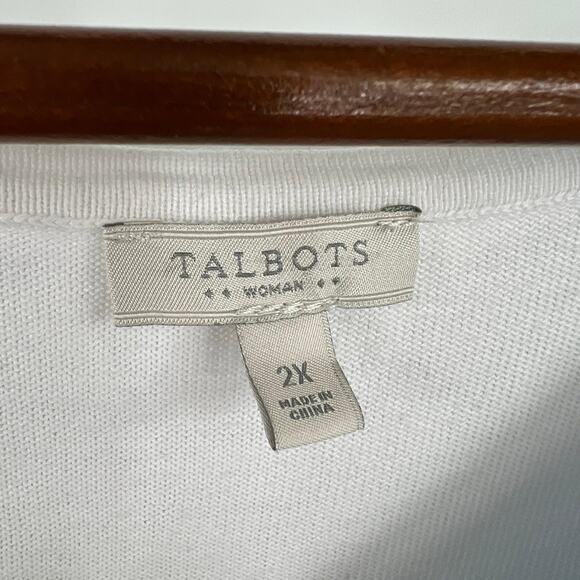 Talbots blue white plus size high low damask pullover floral blouse top size 2X - Picture 5 of 6